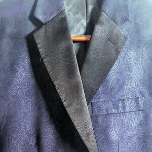 Sean John Men’s Size 42S Navy Paisley Textured Tuxedo Jacket Blazer